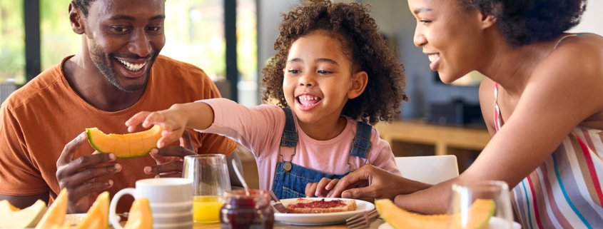 Family having breakfast stock photo